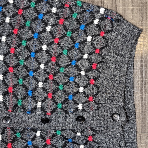 Vintage Scandia Wool Knit Cardigan Relaxed Grandpa Sweater Mens XL Grey Multi - Picture 3 of 12